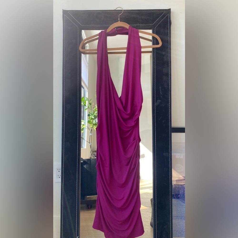 Nicole Miller Magenta Draped Dress